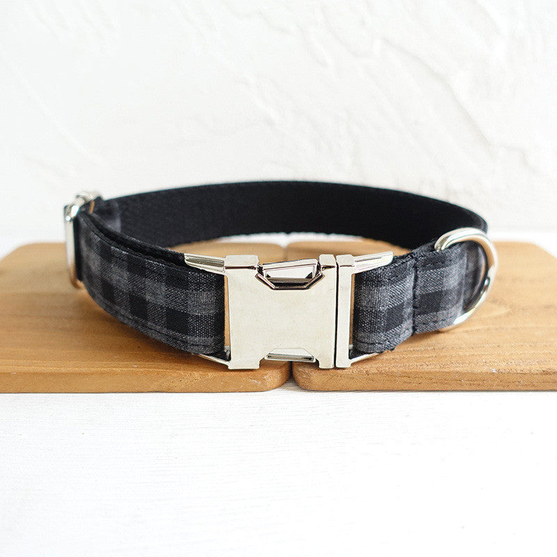 Black Plaid Bowtie Collar and Leash