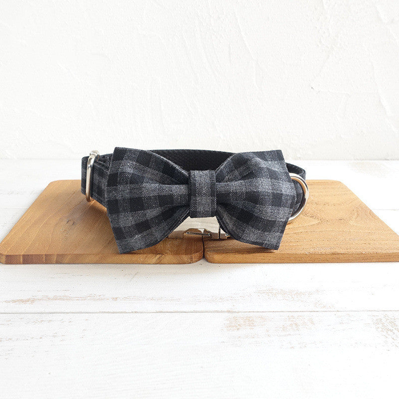 Black Plaid Bowtie Collar and Leash