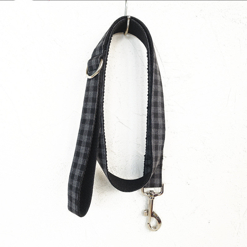 Black Plaid Bowtie Collar and Leash